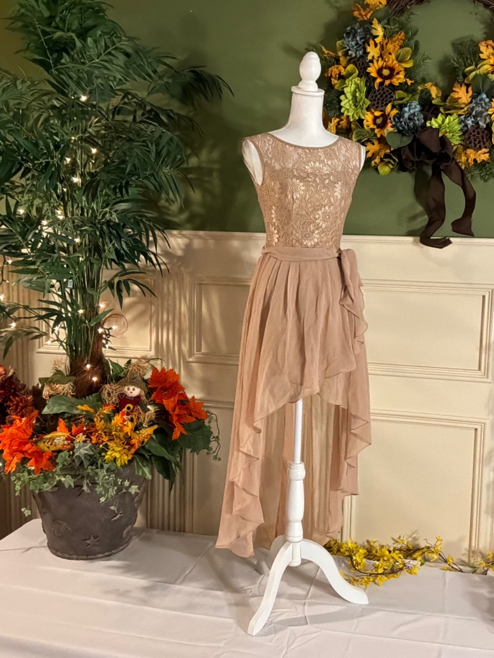 High low chiffon and lace dress